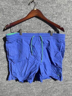 Blue Swim Trunks Shorts Mens 36 Elastic Waist Drawstring Pockets Beach Swim
